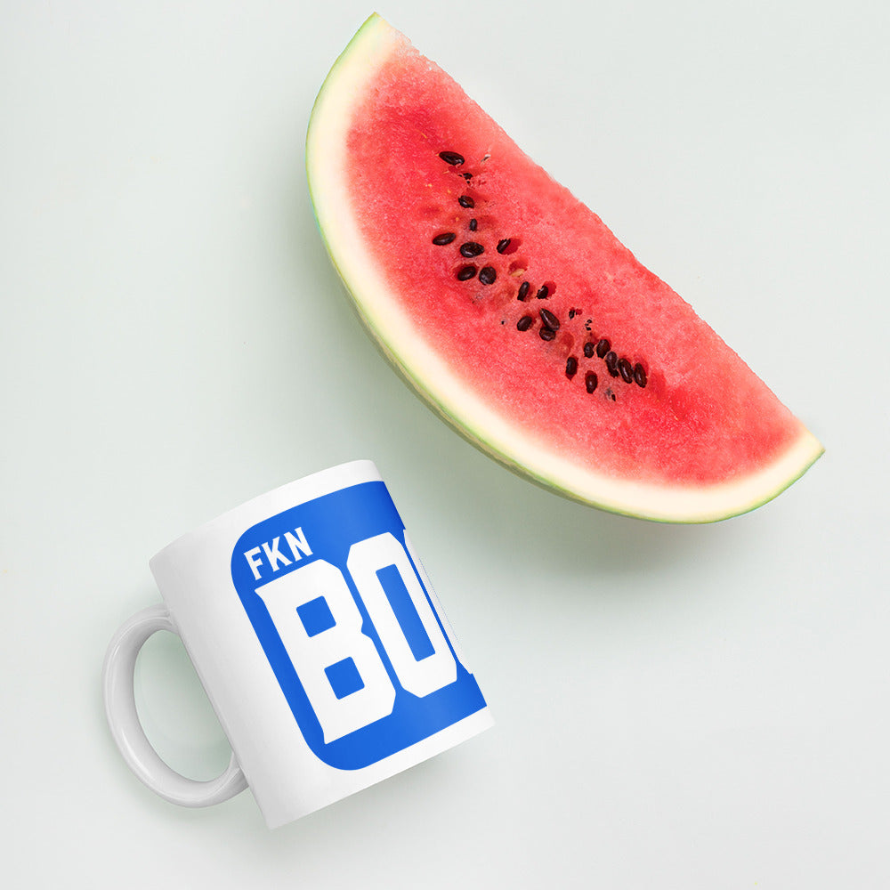 White BOOM mug