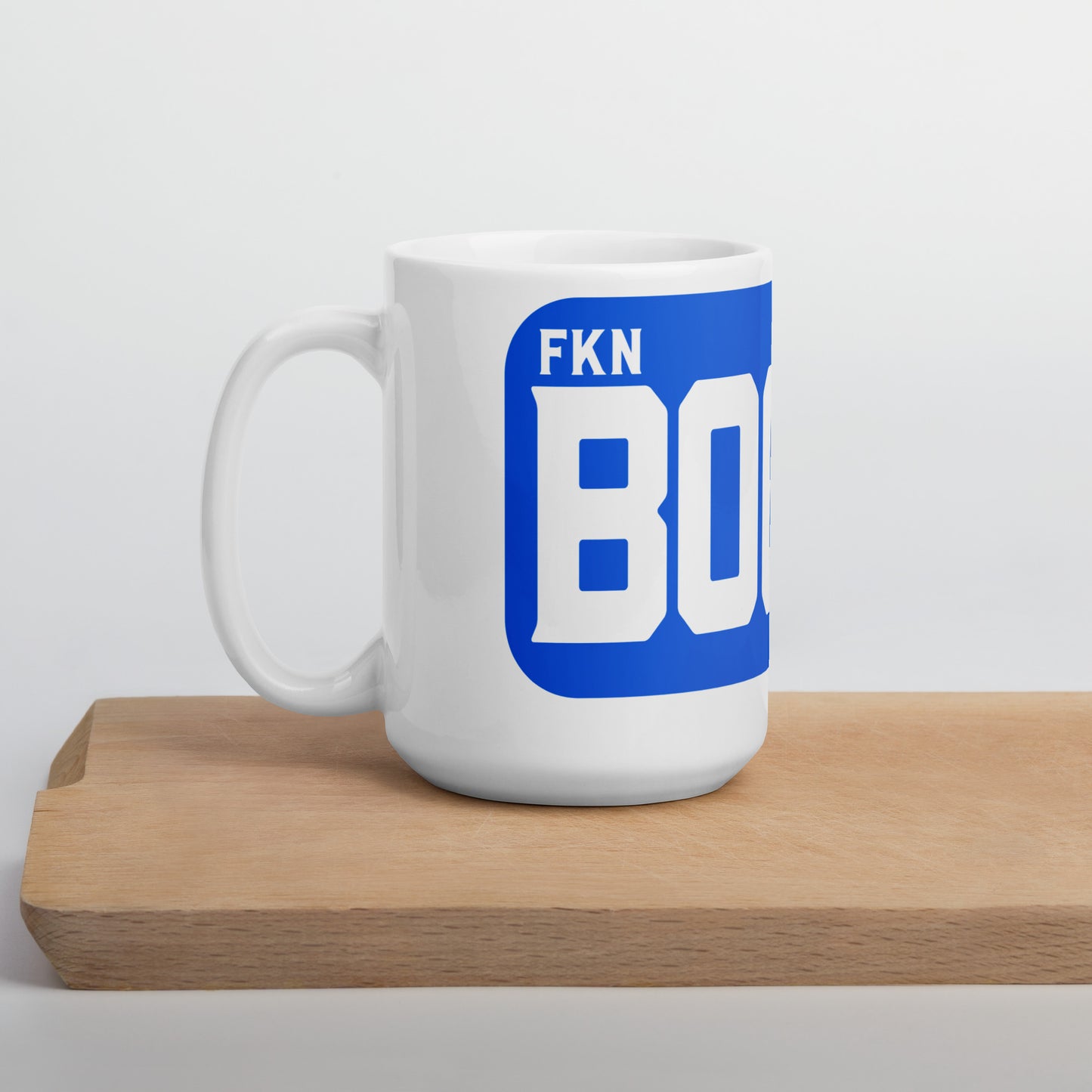 White BOOM mug